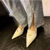 Fashion-Beige Black Slindbacks Женские сандалии Sexy Ostred Toe Cowskin Lady Dress Shoes Woman Party Party