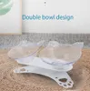 Raised Double Dog Cat Bowls with Anti Slip Stand 15 Degree Tilted Elevated Feeders Cute Pet Food Feeding Water Cats Feeder Bowl