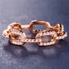 Anillo de circón con cadena creativa para mujer, chapado en plata, oro rosa, cobre, anillo de diamantes de imitación, joyería de boda Popular 267L