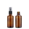 Amber Glass Spray Bottle Black Plastic Cap för parfym/toner/hydrolat Vatten Makeup Sprayer Travel Skincare Refill Container Refillerbara kompakter