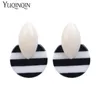 Dangle Chandelier 패션 Big Geometric Circle Drop Earring for Women Black White Stripe Resin Acrylic Earring Multi-Color Korea Jewelry1