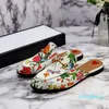 Leather men slippers soft cowhide Lazy women shoes Metal buckle beach slippers Mules Princetown Classic lady slippers with box