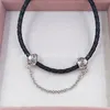 Andy Jewel 925 Sterling Silver Beads Hearts Safety Chain Charms past Europese Pandora -stijl sieraden armbanden ketting 791088