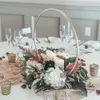 Bruiloft rekwisieten kerstfeest decoratie smeedijzeren hoepel cirkel ronde ring boog tafel backdrop stand bloemstuk plank 2022 DIY