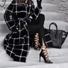 Jessie Vinson Vintage Noir À Capuche Plaid Long Trench-Coat Femmes Chic High Street Ceinture Coupe-Vent Trench Lady Laine Manteau D'hiver 201016