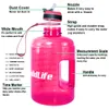 BuildLife 1-Gallonen-Wasserflasche mit Strohhalm, Zeitmarkierung, 3,78 l, 128 oz, BPA-freier Kunststoff, großes Fassungsvermögen, Fitness-Sport-Wasserkrug 201105