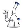 Mini hookahs Färgvattenrör 6 tum + Gratis Glasskål Bong DAB Rig Rigar Rigar Perc Heady Rökning Bubbler Quartz Banger 1121