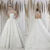 Yeni Varış Prenses Gelinlik Glitter Boncuk Tasarım Aplike Dantel Yüksek Boyun Gelinlikler Seksi Backless Robes de Mariée Custom Made