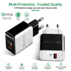 QC3.0 Fast Wall Charger USB Snabbavgift 5V 3A 9V 2A Travel Power Adapter Fast Laddning USA: s kontakt för iPhone Samsung Xiaomi-telefon