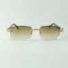 2022 Bouquet Diamond Sunglasses 3524012 with Natural mixed buffalo Horn glasses Lens 3 0 Thickness247v