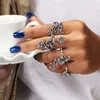 Cluster Rings Boho Geometrisk blomma Vintage Knuckle för kvinnor Bohemian Midi Finger Smycken Bague Femme Ring Set Anillos