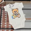 Designer nouveau-né bébé fille garçon barboteuses vêtements infantile filles dessin animé ours imprimer à manches courtes combinaisons Onesie body