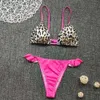 Sexiga Bikinis Kvinnor Baddräkt Bandage Leopard Print Beach Wear Badkläder Push up Badkläder Kvinna Brazilian Bikini Set T200508
