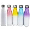 Sublimation Blanks 17oz Water Bottle Cola Shape Cups Double Wall Stainless Steel Vacuum Insulated Tumbler 500ml Travel Thermal Flask For Outdoor Sports Camping