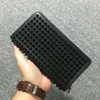 Women and Men Long Style Wallets Panelled Spiked Clutch Bags Patent Real Leather Rivets bag Clutches Long Purses with Spikes Wallets