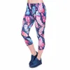 Mulheres Mulheres Capri Leggings Penas Cor Impressão Sexy Mid-bezerro 3/4 Fitness Calças Movimento Leggins Capri Calças LJ201006