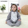 Baby Onesie Kigurumis Boy Girl Infant Romper Costume Szary Piżama Z Zamek Zimowy Zima Berbeć Cute Outfit Cat Fancy 211229