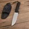 1Pcs High Quality Outdoor Survival Straight Knife D2 Black Stone Wash Drop Point Blade Full Tang Green G10 Handle With ABS K Sheath