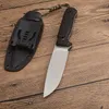 1 stks Hoge Kwaliteit Outdoor Survival Rechte Mes D2 Black Stone Wash Drop Point Blade Volledige Tang Groen G10 Handvat met ABS K-schede