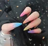 NAF008 20 sztuk / zestaw gradientu Candy Color Gotowy Porady Nail Art Porady Kolorowe Sztuczne Fałszywe Paznokcie Z Klej Rainbow Porady Porady Dekoracji