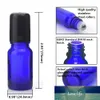 Botella enrollable para aceites esenciales, 12 Uds., 10ml, vidrio azul cobalto vacío con bola de rodillo de acero inoxidable para brillo de labios y Perfume