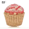 Kadınlar Mini Cupcake Debriyaj Akşam Çanta Lüks Kristal Gelin Düğün Çanta Moda Kokteyl Parti Elmas Minaudiere Çanta Q1113