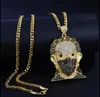 Grand masque tête pendentif Hip Hop collier bijoux 30 pouces en acier inoxydable chaîne cubaine GD784