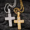 Hip Hop Vintage Bijoux WhiteGold Remplissez Croix Pendentif Chaîne en acier inoxydable Pleine Princesse Coupe Blanc Topaze CZ Diamant Femmes Hommes Nec248N