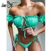 In X Sexy bikini a fascia 2020 mujer Costume da bagno manica corta femminile Ladies Ruffle costumi da bagno donna Costume da bagno Costume da bagno donna T200710