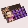 12 Pcs Rose Gift Box Romantic Artificial Rose Soap Flower with Toy Bear Gift Box Mother's Day Valentine's Day Rose Gift