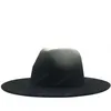 Women Men Woolen Vintage Trilby Felt Fedora Hat With Wide Brim Gentleman Elegant Gradient Color For Lady Winter Autumn Jazz Caps