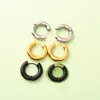 FashionMen Women Round Circle Pendientes Color Gold Black Titanium Steel Round 5mm Thick Handles Hoop Huggie Earring Jewelry8399808