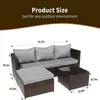 Outdoor Sectional Sofa Patio Seating 5 Pieces Furniture All Weather Manual Weaving Wicker Rattan Patio with Cushion and Glass Tablea16 a49