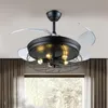 Takfläktar Ljusa modern LED -lampa med Fan Black Invisible Blade 220V 110V för hemmastrum sovrum restaurang