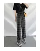 Woherb Vintage Plaid Hosen Frauen Neue Harajuku Knöchel Länge Breite Bein Hosen Koreanische Streetwear Mädchen Hosen Pantalon Femme T200617