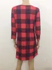 Women Shirt Dress Tartan Plaid Check 3/4 Sleeve Loose Waist Tie Dress Fit Top Buffalo Check Dress Maternity Dresses M3038