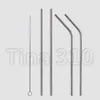 new silver Stainless steel straw metal curved straight cup can clean and reuse milk tea coffee beverage straw 150pcs T500425