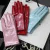 Пять пальцев перчатки элегантные женщины подлинные ярко -кожа