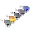 Mix 5PCS Regenbogen Neue Luckyshine 925 Sterling Silber Teardrop Peridot Citrin Schwarz Onyx Edelstein Halsketten Anhänger Für Dame Party geschenk