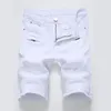 Summer Mens denim Slim Casual Kne Length Short Hole Jeans For Men Straight Bermuda Masculina White Black Red248f