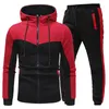 Tracksuit Men Spring Autumn Sweat Suits M￤n mode Patchwork Sweatshirts Sweatpants Sport Suit Male Casual Jogger Set 201116