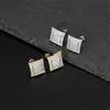 18K Real Gold Hiphop CZ Square Kolczyki z cyrkonem 0716 cm dla mężczyzn kobiet i dziewcząt Prezenty Kolki Studs Punk Rock Rapper Jewelr9880032