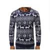 Autumn and Winter Christmas Men's Fashion Safe Deer Print Casual Round Neck Slim Pullover Sweater Sweater Asian Size 201221