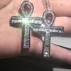 Fatto a mano in argento sterling 925 Big Exquisite Bible Jesus Cross Collana con ciondolo per donna Crocifisso Charm Pave Square Simulato gioielli con diamanti