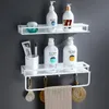 White Bathroom Shelf Space Aluminum Shower Basket Corner Shelves Shampoo Holder Kitchen Storage Rack Accessories Y200407