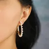 Hoop Huggie Gold Color świeże morskie perełki duże okrągłe kolczyki dla kobiet panie moda symulowana wspaniałe prezenty biżuterii 2978