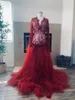 Red Lace Custom Made Maternity Women Dresses V Neck Long Sleeve Sleepwear Robes Party Prom Gowns For Photo Shoot