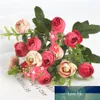 1 Buquê 13 Cabeças Flores Artificiais Rose Tea Bud Flower Falk Flower Flores para DIY Home Jardim Casamento Decoração