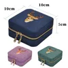 Jewelry Pouches Bags Chinese Embroidered Small Jewlery Box Removable Linen Portable Ear Stud Earrings Storage Toby22