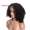 Kort afro kinky lockigt pannband peruk brun ombre blondin för afrikanska kvinnor peruker med bang hårstil239q